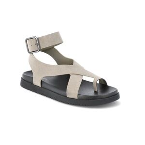 No Boundaries Women's X-Strap Toe Loop Sandals-Taupe